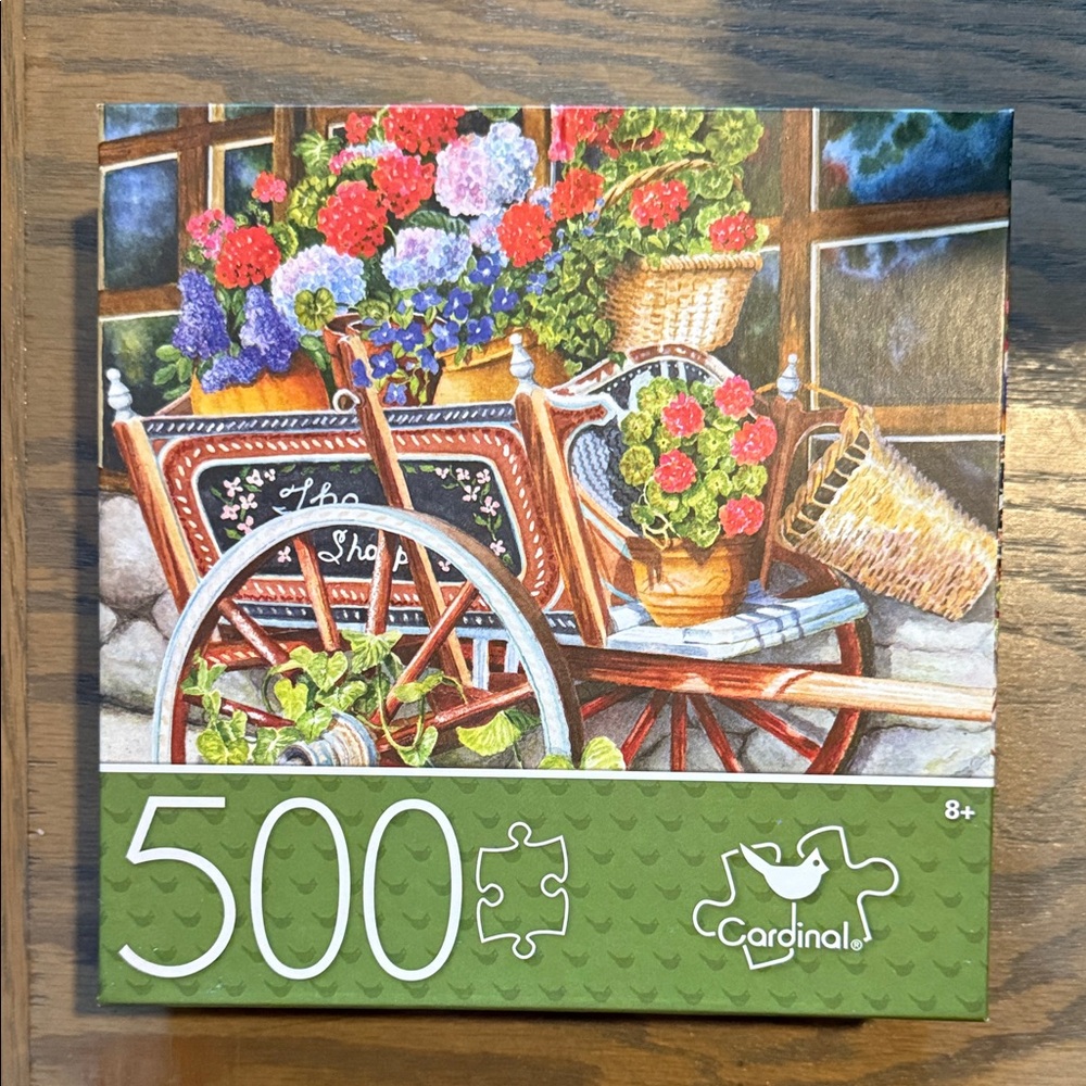 Cardinal 500-Piece Puzzle - Colorful Garden Cart
